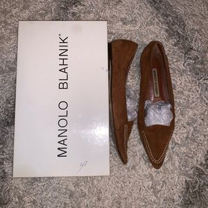 Manolo Blahnik Suede Loafer Style Flats